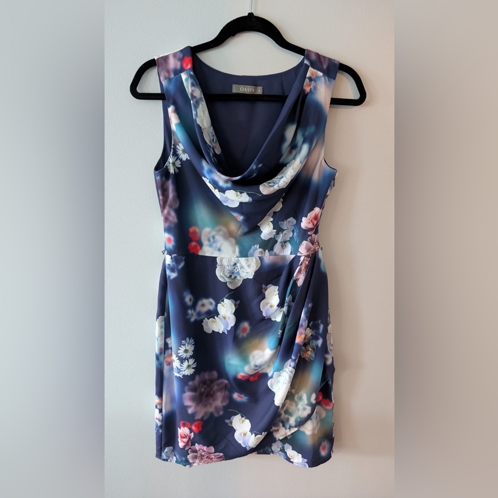 Oasis Floral Mini Dress - Navy and Multicolor